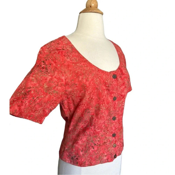 GO FISH Watercolor Art to Wear Button Up Top, S - Picture 3 of 13